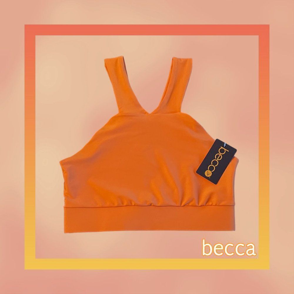 BECCA Elongated Sports Bra ~ Women's Large ~ Tangerine Orange ~ NWT!